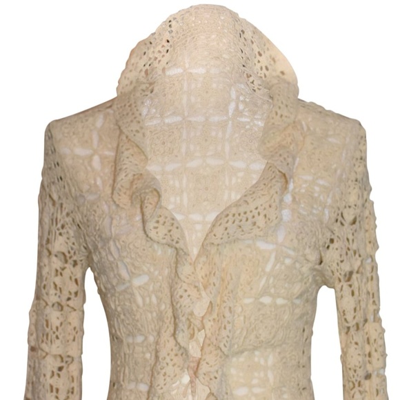 Hand Knit Ralph Lauren Crochet Cardigan Size Small - Picture 3 of 8